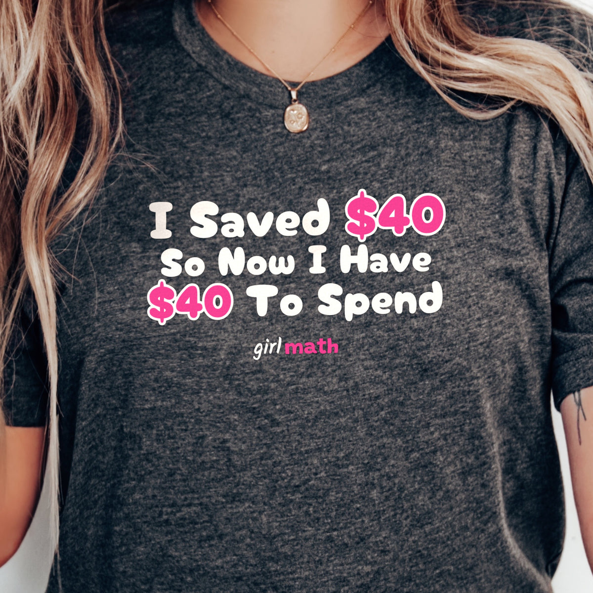 I Saved $40 Tee - Dark Grey Heather